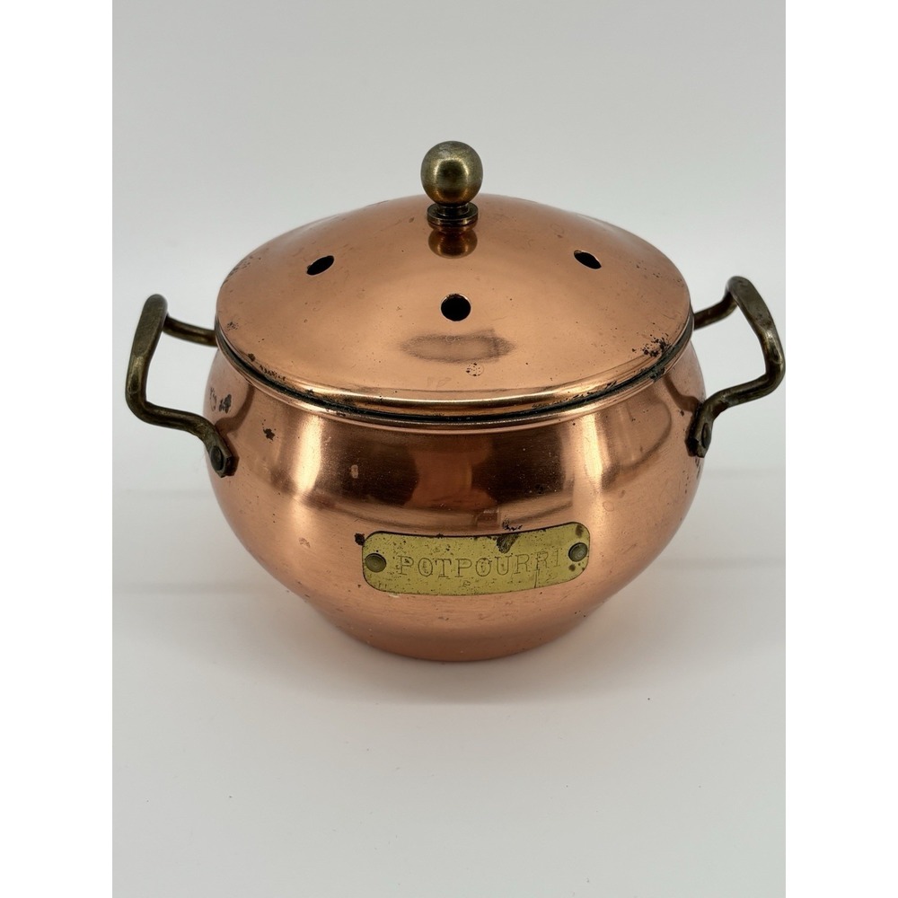 Vintage Copper Pot with Lid, Potpourri‎ Bowl